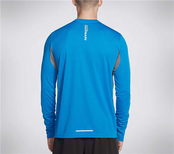 Skechers Men Split K Long Sleeve Tee Shirt Blue