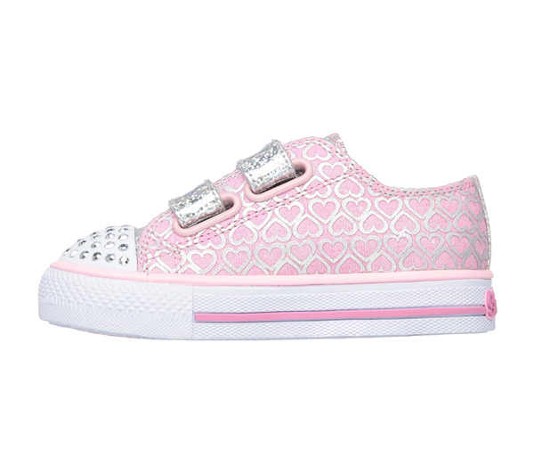 Skechers Girls Twinkle Toes: Shuffles - Glitter Pop Pink/Sliver
