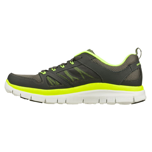 Skechers Men Wide Fit (2E) Shoes - Charcoal/Lime