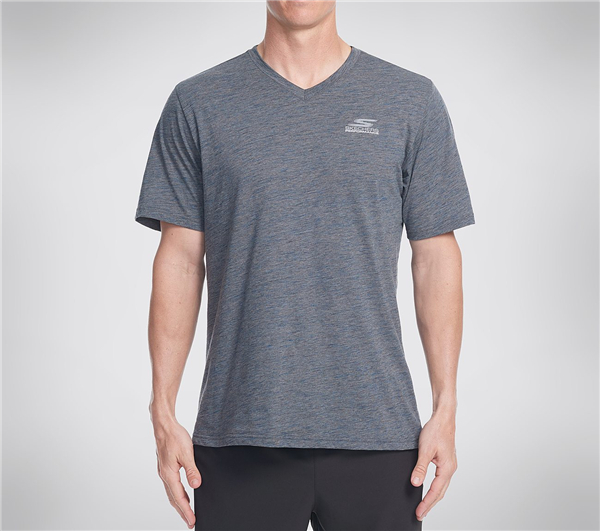 Skechers Men Bolsa Chica V Neck Tee Shirt Gray