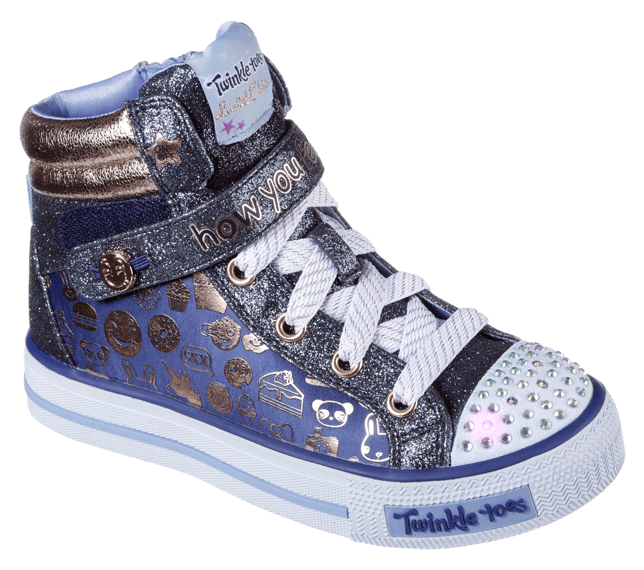 Skechers Girls Twinkle Toes: Shuffles - Giggle Glam Navy/Gold