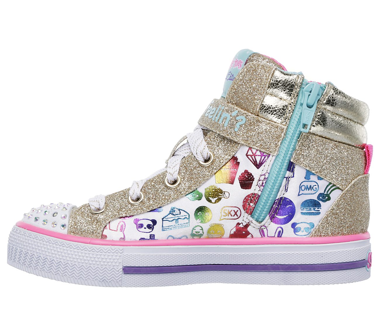 Skechers Girls Twinkle Toes: Shuffles - Giggle Glam White/Multi