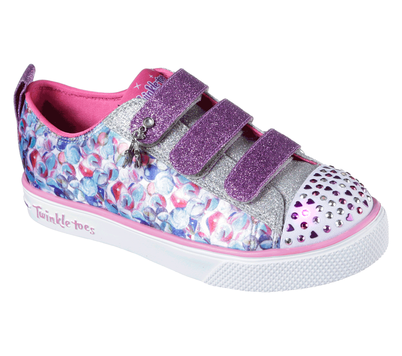 Skechers Girls Twinkle Toes: Shuffles - Triple Ups Pink/Multi