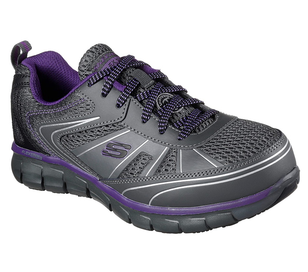 Skechers Women Work: Synergy - Algonac Alloy Toe Charcoal/Purple