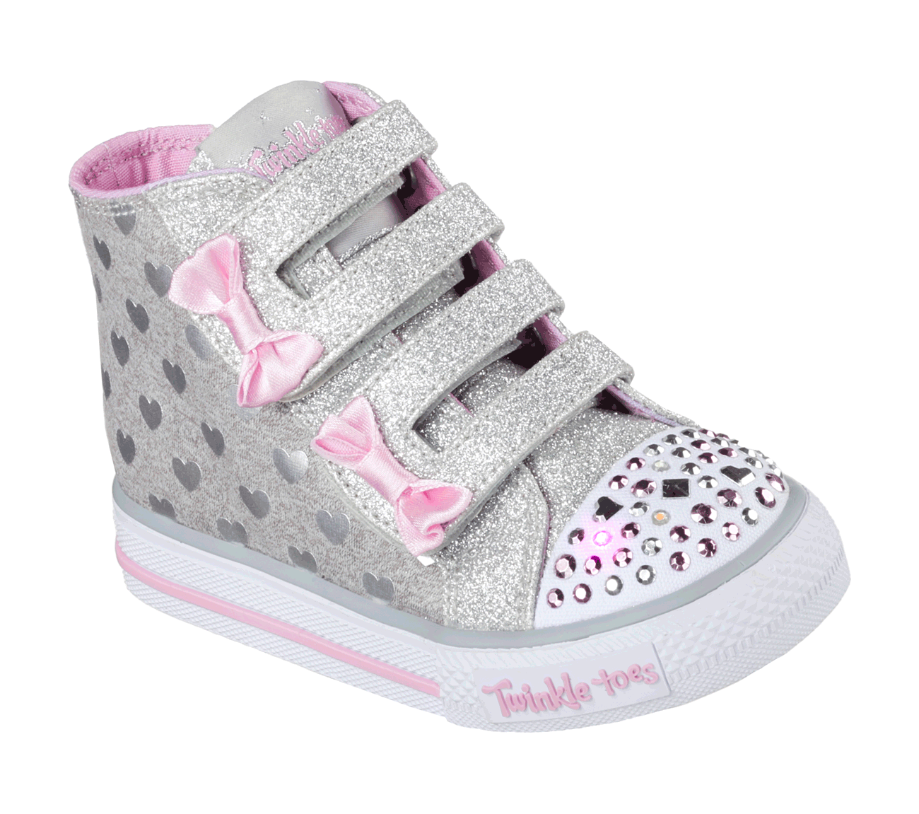 Skechers Girls Twinkle Toes: Shuffles - Doodle Days Gray/Pink