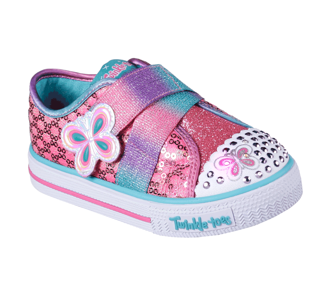 Skechers Girls Twinkle Toes: Shuffles - Snazzy Skips Pink/Turquoise