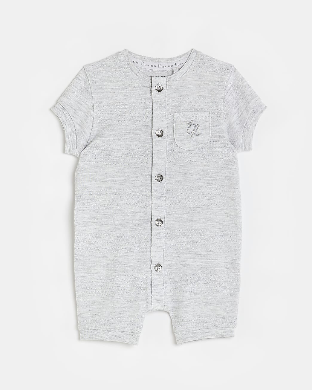 Baby Boys Grey Organic Romper