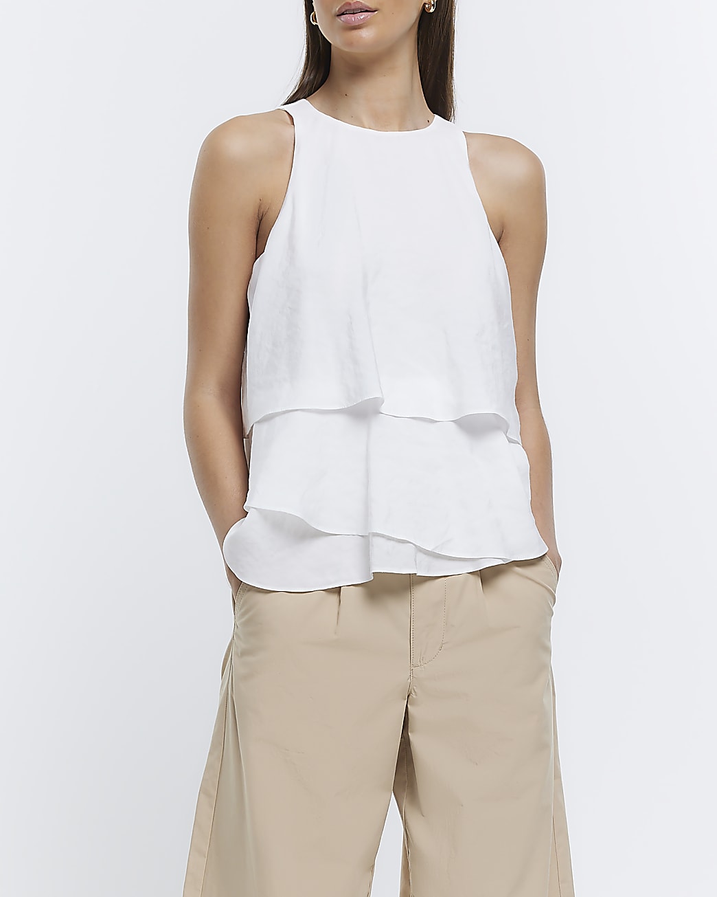 White layered sleeveless top