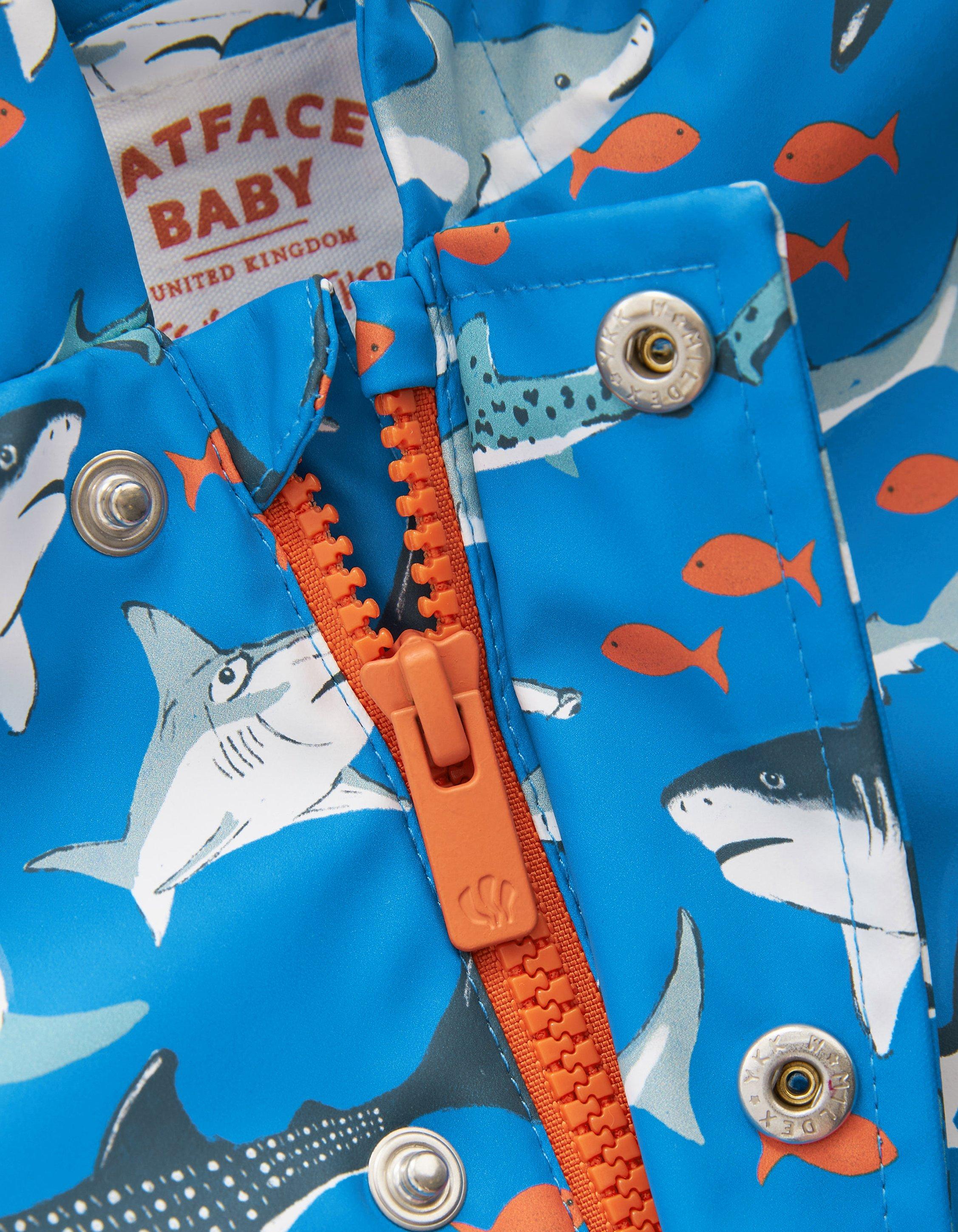 Shark Print Raincoat Blue