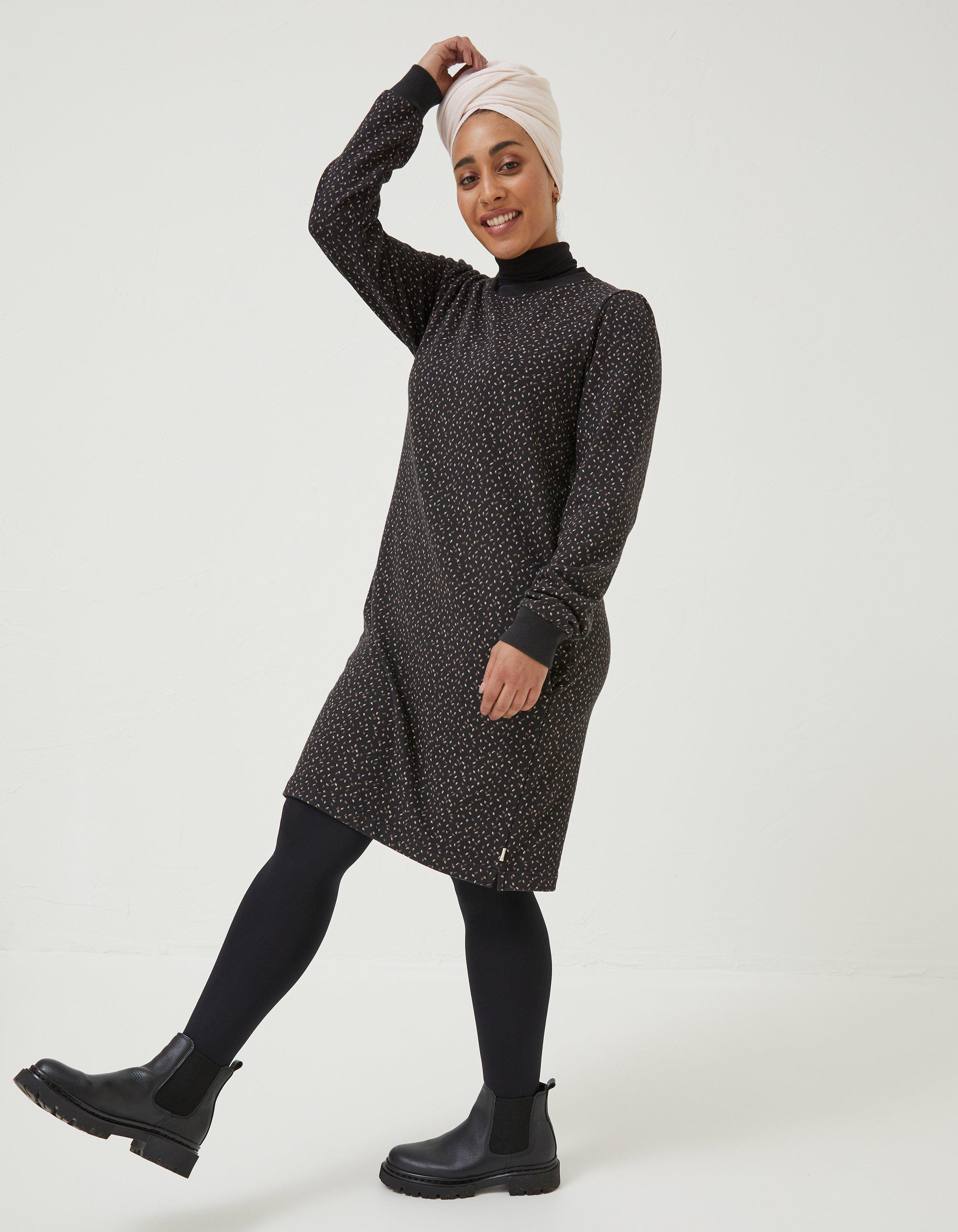 Penny Seed Geo Sweat Dress Black