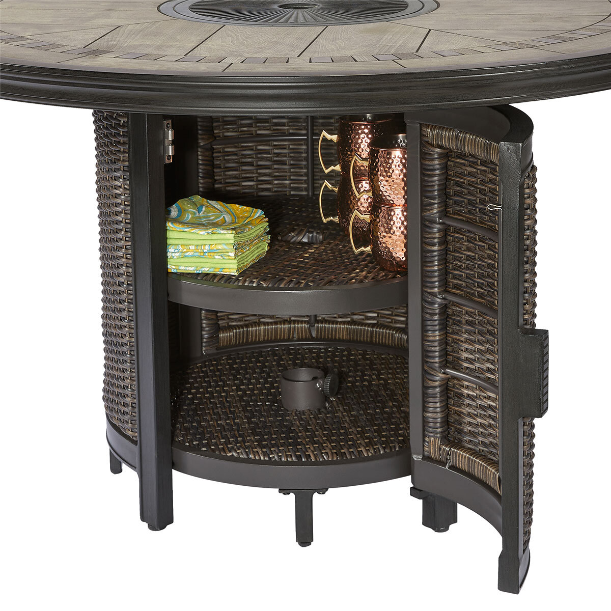 Agio Conway 5 Piece Round Wicker Dining Set + Cover Clearance Sale