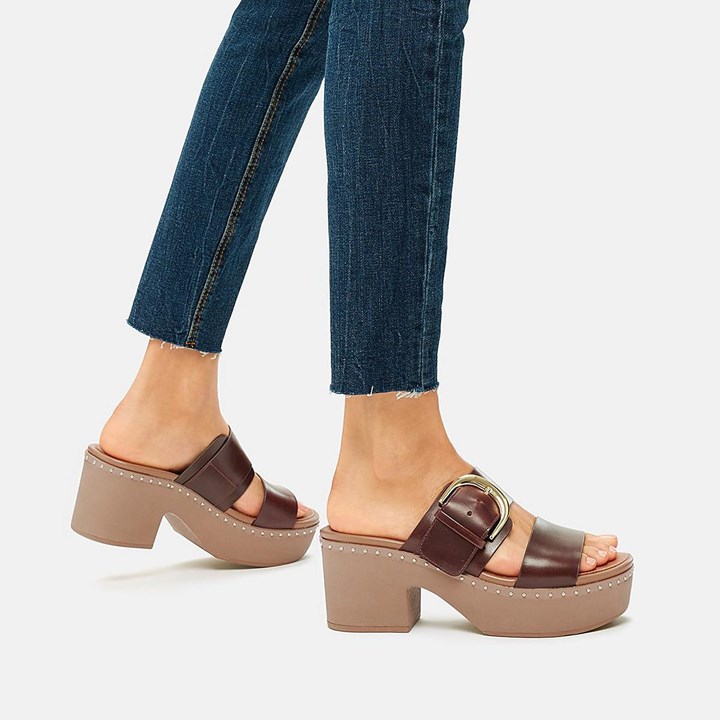 Fitflop Pilar Leather Slide Platforms Mules & Clogs - FitFlop Online