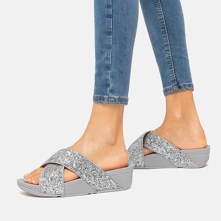 Fitflop Lulu Glitter Cross Slides - FitFlop Online