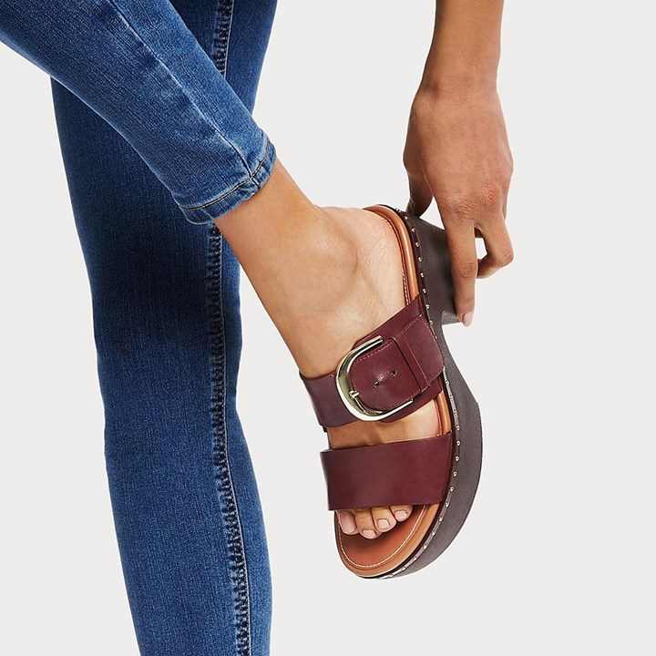 Fitflop Pilar Leather Slide Platforms Platform Sandals - FitFlop Online