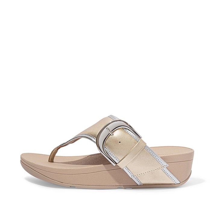 Fitflop Olive Mixed Metallics Toe-Post Sandals - FitFlop Online