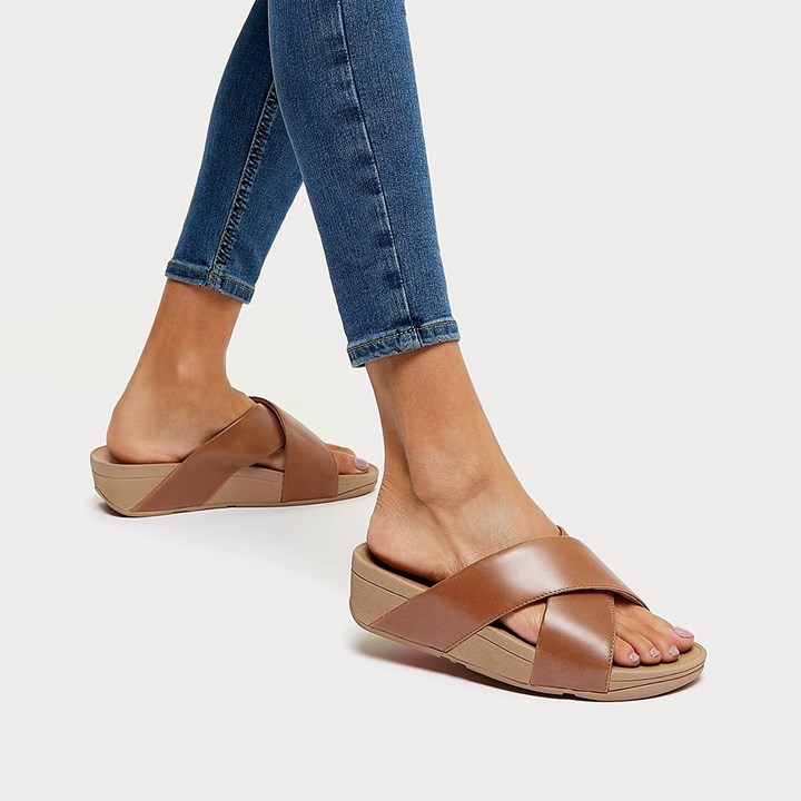 Fitflop Lulu Leather Cross Slides - FitFlop Online
