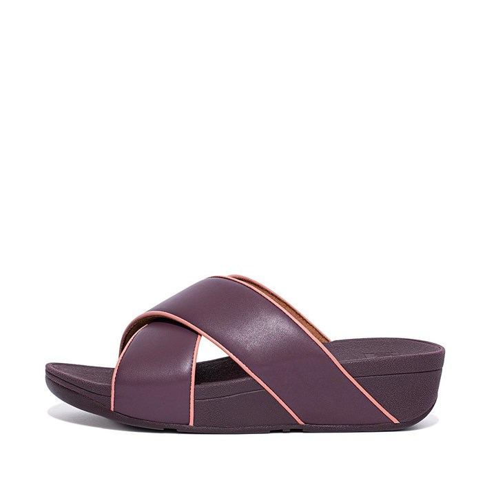 Fitflop Lulu Pop Binding Leather Cross Slides - FitFlop Online
