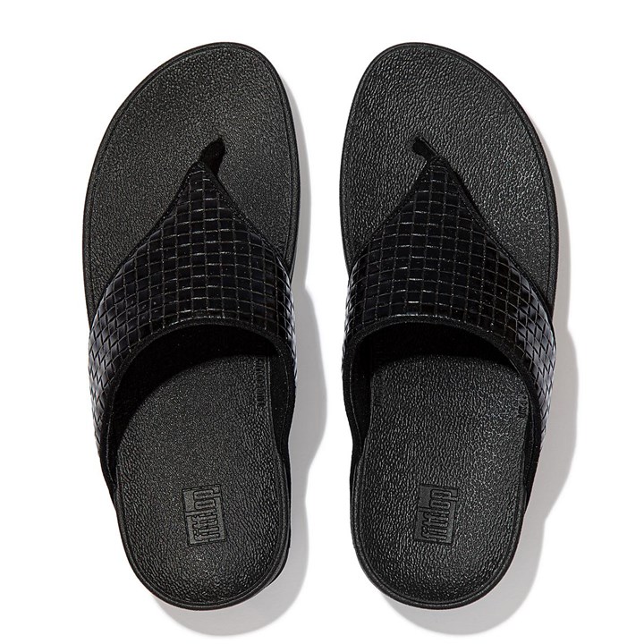 Fitflop Olive Metallic Woven Leather Toe-Post Sandals - FitFlop Online