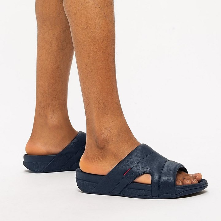 Fitflop Freeway Leather Pool Slides - FitFlop Online