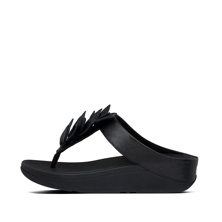 Fitflop Fino Leaf Leather Toe-Thongs Toe-Post Sandals - FitFlop Online