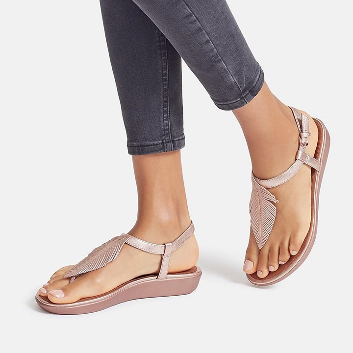 Fitflop Tia Feather Metallic Leather Back-Strap Sandals - FitFlop Online