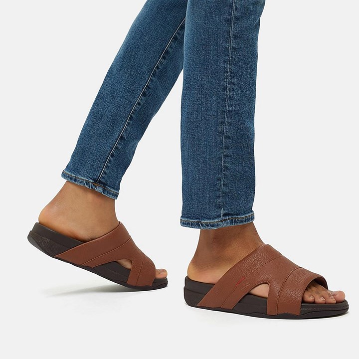 Fitflop Freeway Leather Pool Slides - FitFlop Online