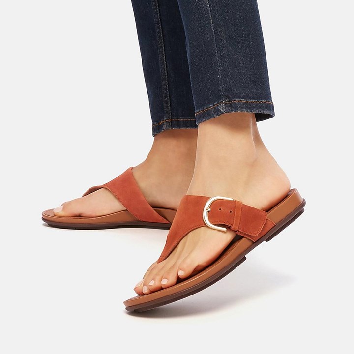 Fitflop Gracie Buckle Suede Toe-Post Sandals - FitFlop Online