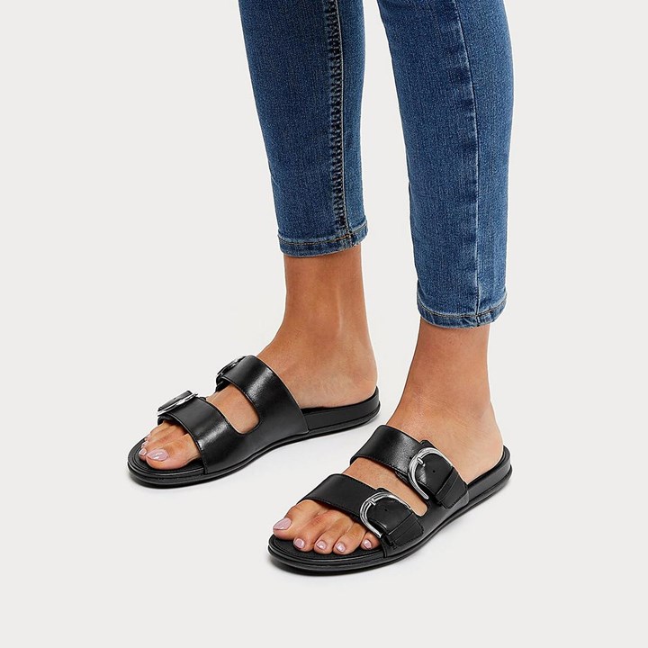 Fitflop Gracie Buckle Leather Slides - FitFlop Online