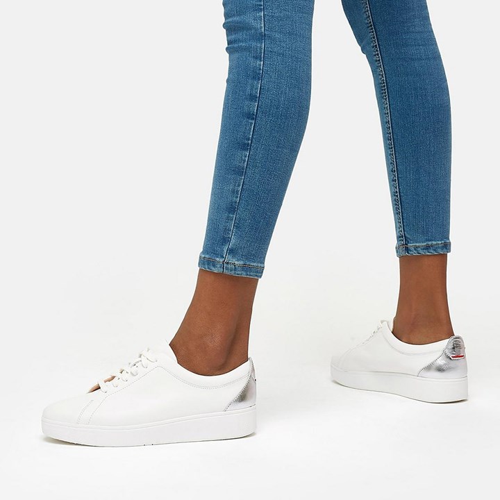 Fitflop Rally Metallic Backtab Leather Trainers - FitFlop Online