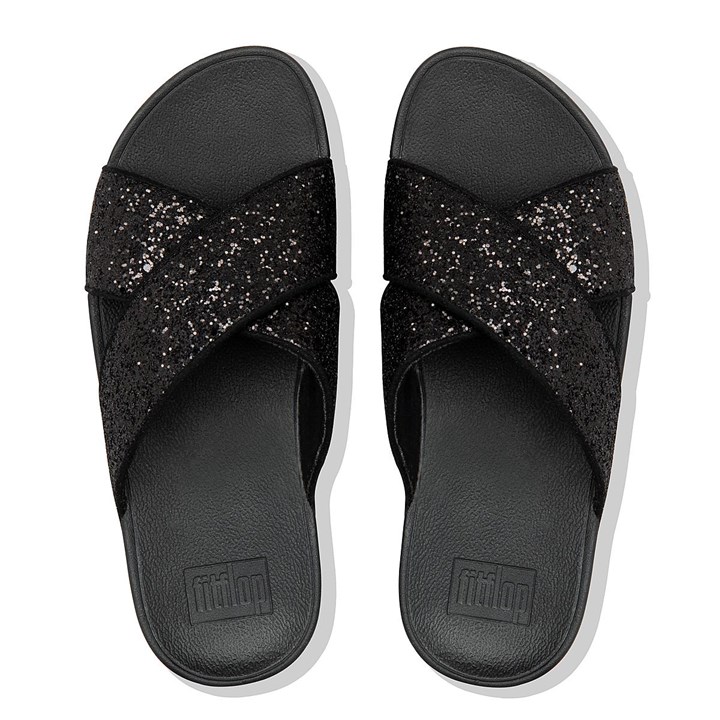 Fitflop Lulu Glitter Cross Slides - FitFlop Online