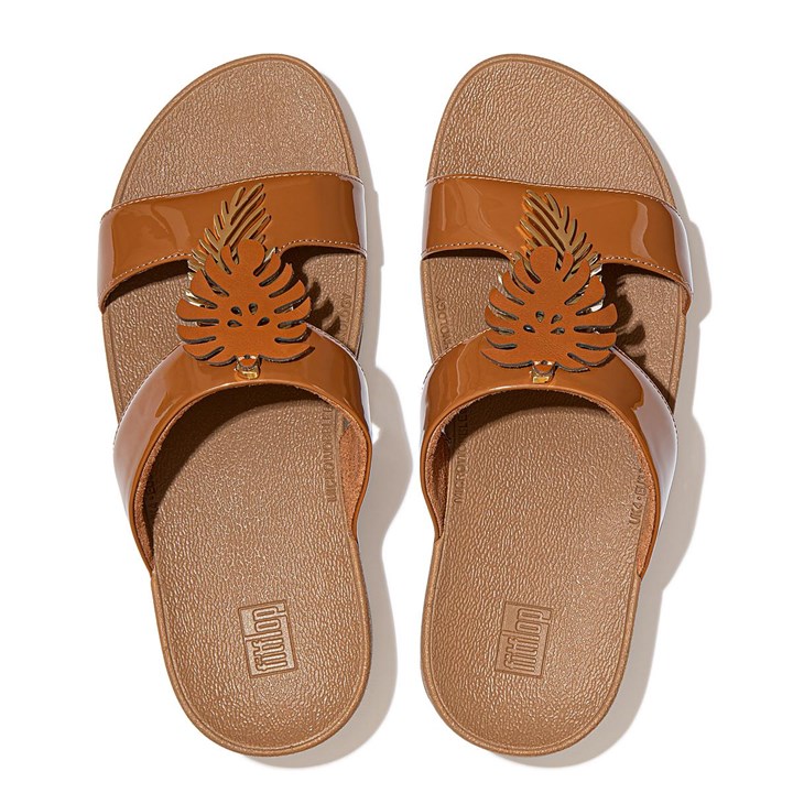 Fitflop Lottie Jungle Leaf Patent Slides - FitFlop Online