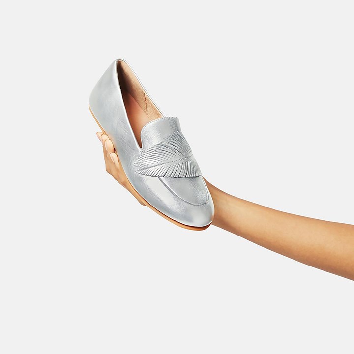 Fitflop Lena Feather Metallic Leather Loafers - FitFlop Online