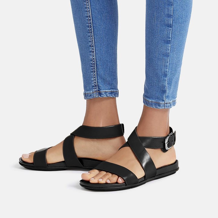 Fitflop Gracie Buckle Leather Ankle-Strap Back-Strap Sandals - FitFlop Online