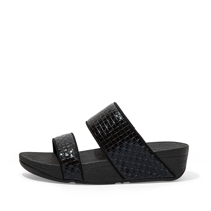 Fitflop Olive Metallic Woven Leather Slides - FitFlop Online