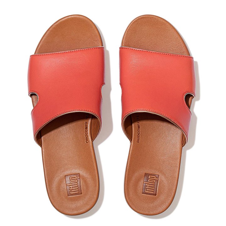 Fitflop H-Bar Pop Binding Leather Slides - FitFlop Online