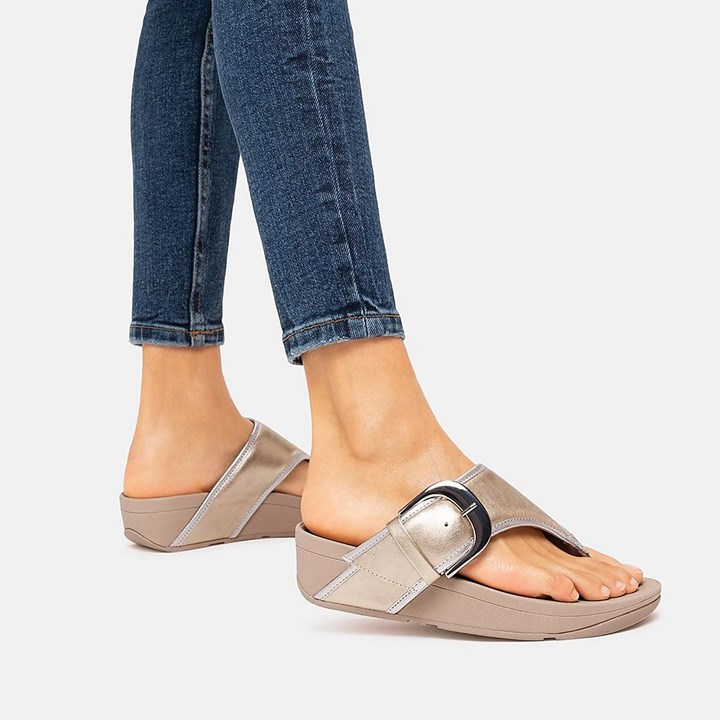 Fitflop Olive Mixed Metallics Toe-Post Sandals - FitFlop Online