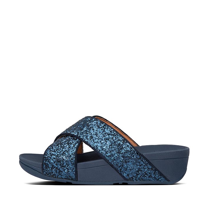 Fitflop Lulu Glitter Cross Slides - FitFlop Online