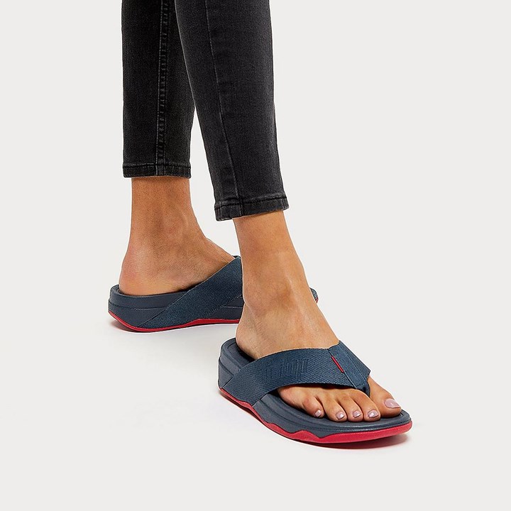 Fitflop Surfa Woven-Logo Toe-Post Sandals - FitFlop Online