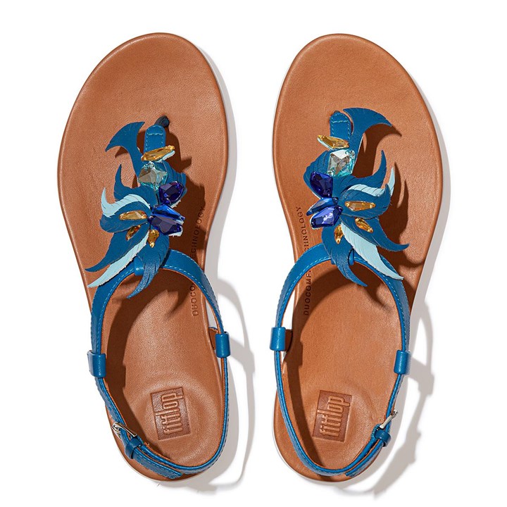 Fitflop Tia Jewel Feather Leather Back-Strap Sandals - FitFlop Online