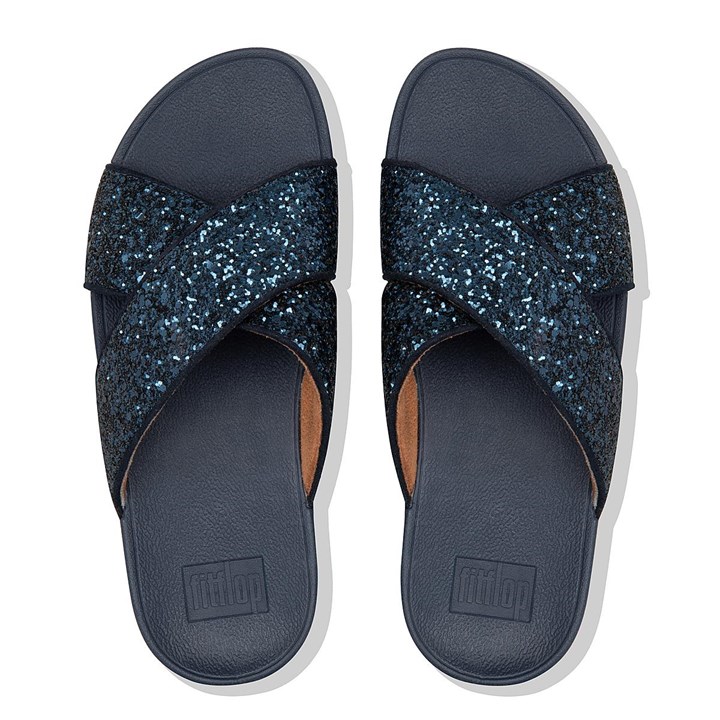 Fitflop Lulu Glitter Cross Slides - FitFlop Online