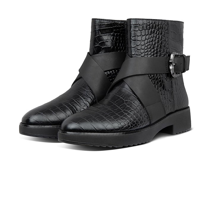 Fitflop Helmi Croc Embossed Ankle Boots - FitFlop Online