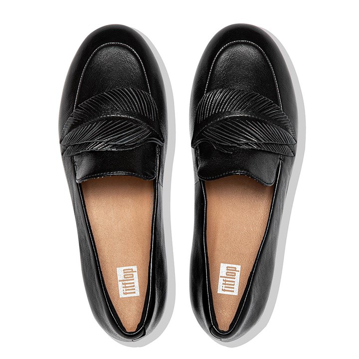 Fitflop Lena Feather Metallic Leather Flat Shoes - FitFlop Online