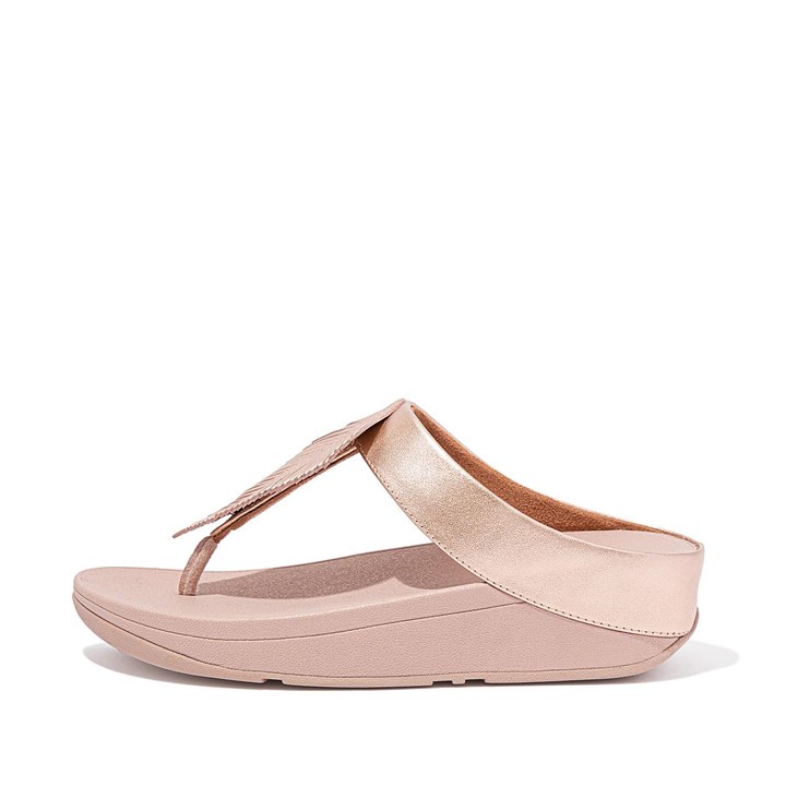 Fitflop Fino Feather Metallic Toe-Post Sandals - FitFlop Online