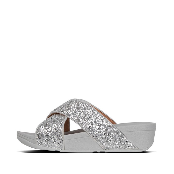 Fitflop Lulu Glitter Cross Slides - FitFlop Online