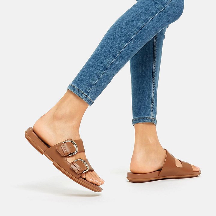 Fitflop Gracie Buckle Leather Slides - FitFlop Online