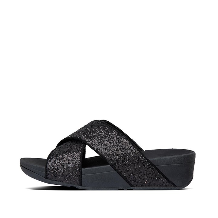 Fitflop Lulu Glitter Cross Slides - FitFlop Online