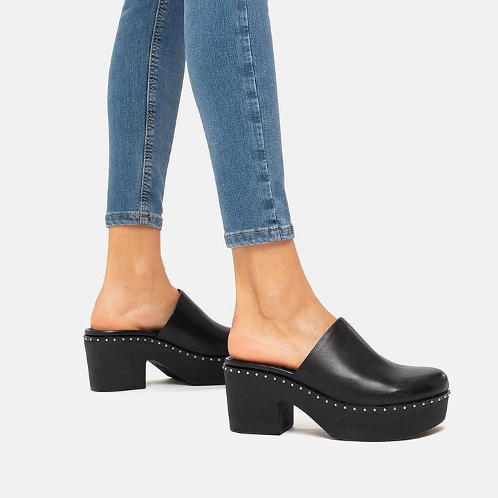 Fitflop Pilar Leather Mule Platforms Mules & Clogs - FitFlop Online