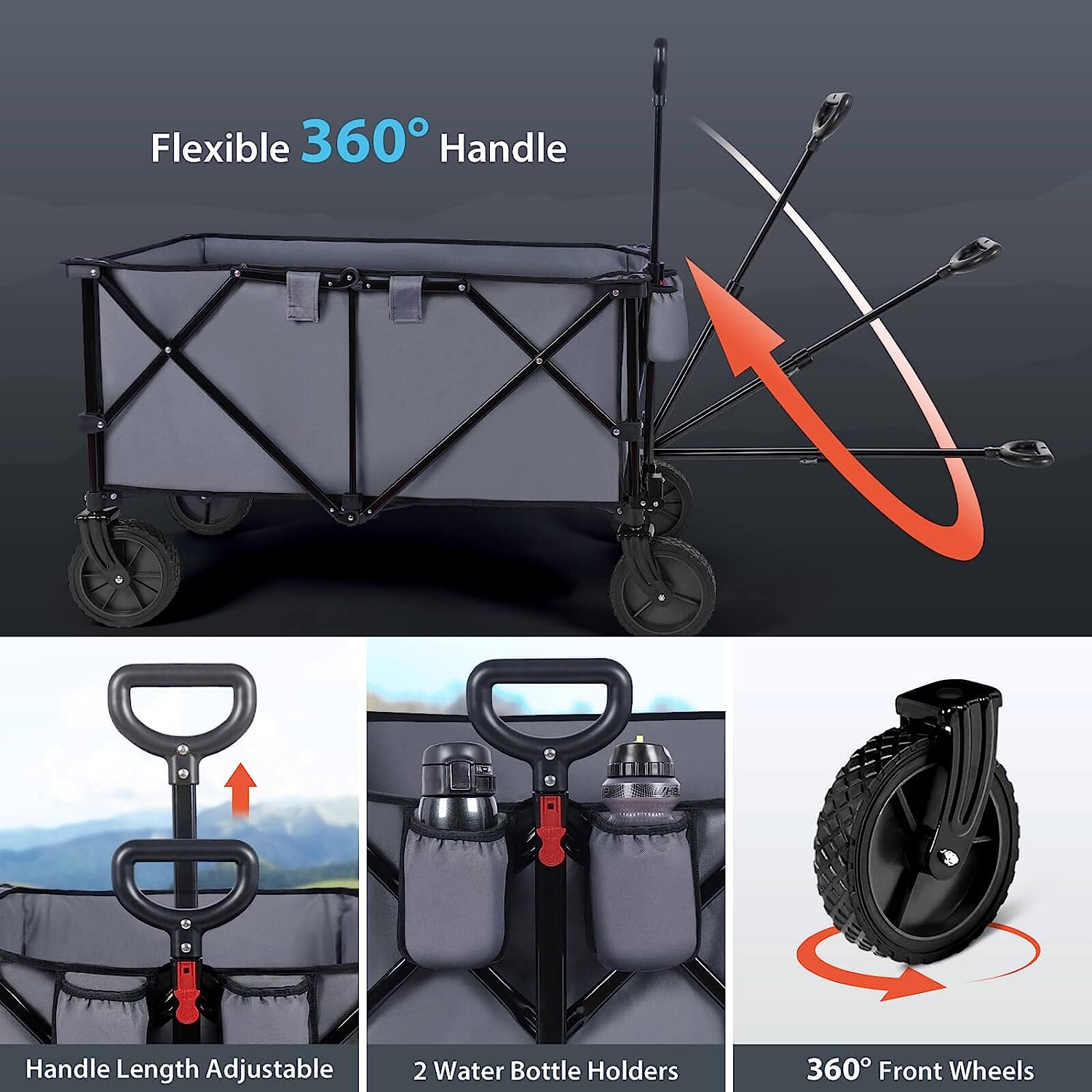 Hikenture Collapsible Wagon With 200L Large Capacity, Utility Wagons ...