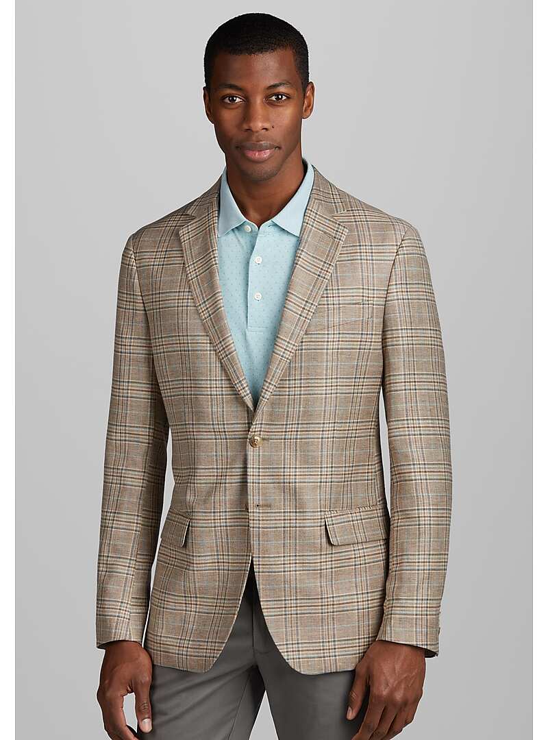 1905 Collection Tailored Fit Windowpane Plaid Sportcoat - Big & Tall#15PM
