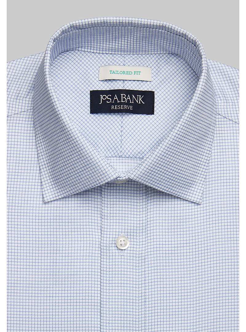 Reserve Collection Tailored Fit Spread Collar Micro Grid Dress Shirt
